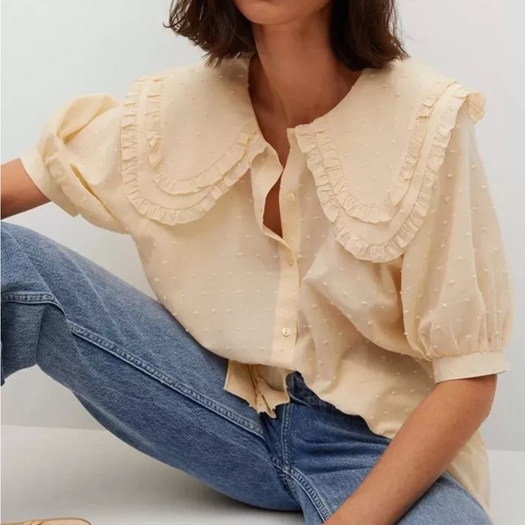 Mango Tops - Mango Babydoll Collar Blouse Size XS